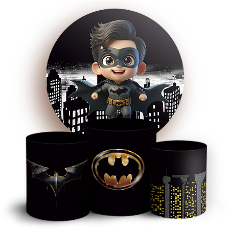 Capas Painel Redondo e Trio Cilindro Sublimado - Batman