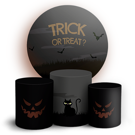 Capas Painel Redondo e Trio Cilindro Sublimado - Dia das Bruxas Halloween