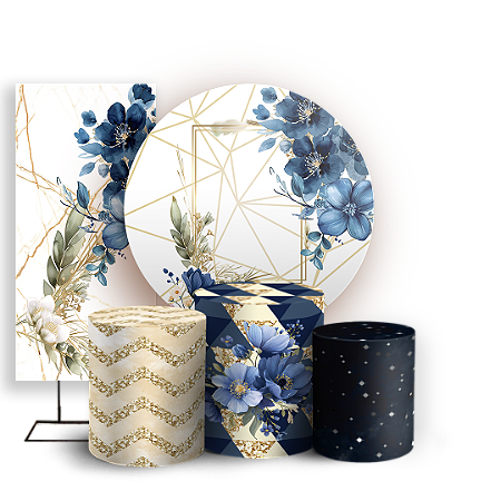 Capas Painel Redondo Trio Cilindro e Faixa Lateral Sublimado - Floral