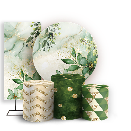 Capas Painel Redondo Trio Cilindro e Faixa Lateral Sublimado - Floral