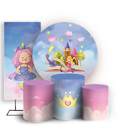 Capas Painel Redondo Trio Cilindro e Faixa Lateral Sublimado - Encantado