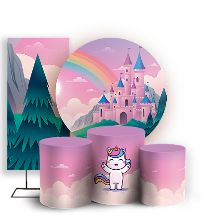 Capas Painel Redondo Trio Cilindro e Faixa Lateral Sublimado - Encantado