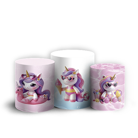 Capas Trio Cilindro Sublimado Vest Facil - Unicórnio