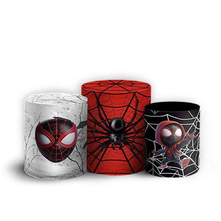 Capas Trio Cilindro Sublimado Vest Facil - Homem Aranha Miles Morales