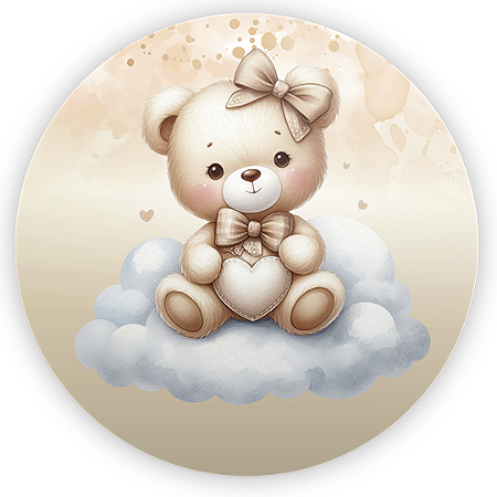 Capa Painel Redondo Sublimado - Ursinho