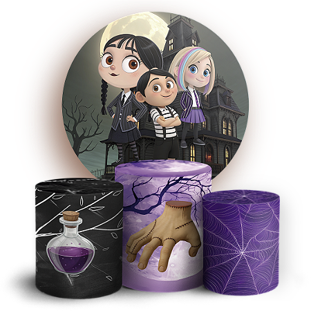 Capas Painel Redondo e Trio Cilindro Sublimado - Wandinha