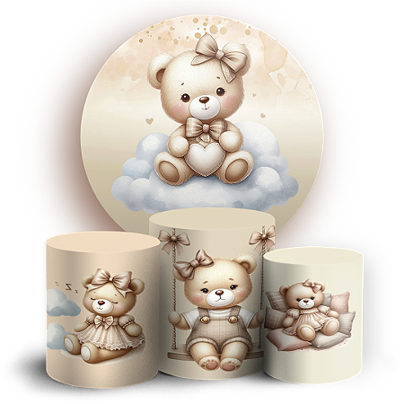 Capas Painel Redondo e Trio Cilindro Sublimado - Ursinho