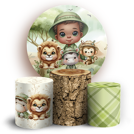 Capas Painel Redondo e Trio Cilindro Sublimado - Safari