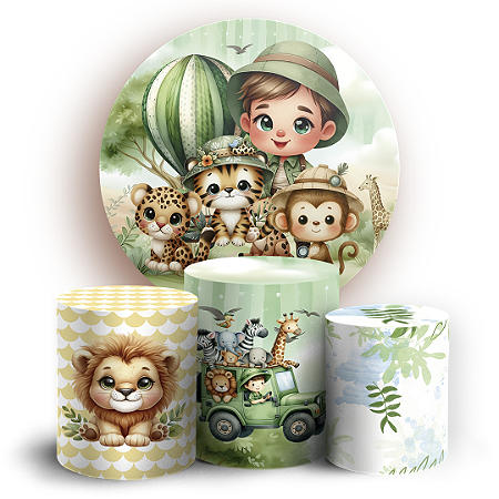 Capas Painel Redondo e Trio Cilindro Sublimado - Safari