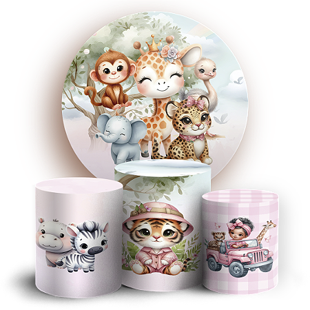 Capas Painel Redondo e Trio Cilindro Sublimado - Safari