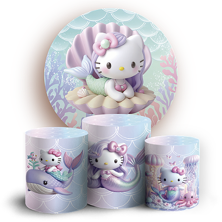 Capas Painel Redondo e Trio Cilindro Sublimado - Hello Kitty