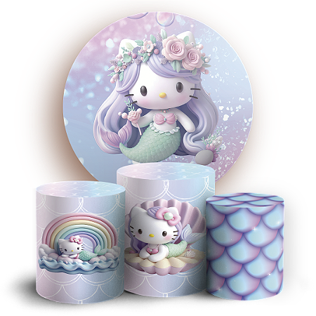 Capas Painel Redondo e Trio Cilindro Sublimado - Hello Kitty