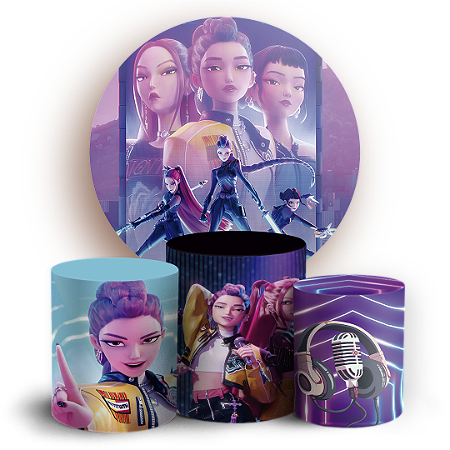 Capas Painel Redondo e Trio Cilindro Sublimado - Guerreiras do K-Pop