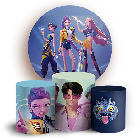 Capas Painel Redondo e Trio Cilindro Sublimado - Guerreiras do K-Pop