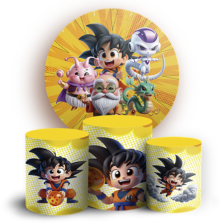 Capas Painel Redondo e Trio Cilindro Sublimado - Dragon Ball