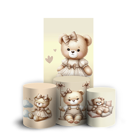 Capas Faixa Lateral e Trio Cilindro Sublimado Vest Facil - Ursinho