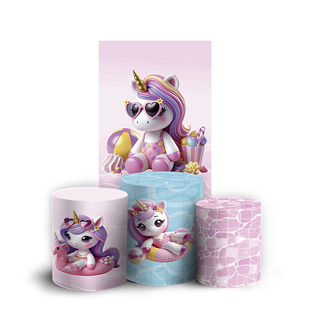 Capas Faixa Lateral e Trio Cilindro Sublimado Vest Facil - Unicórnio