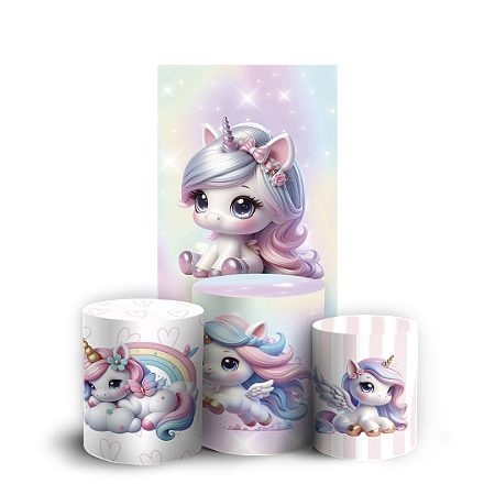 Capas Faixa Lateral e Trio Cilindro Sublimado Vest Facil - Unicórnio