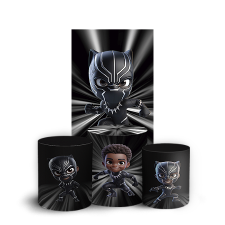 Capas Faixa Lateral e Trio Cilindro Sublimado Vest Facil - Pantera Negra