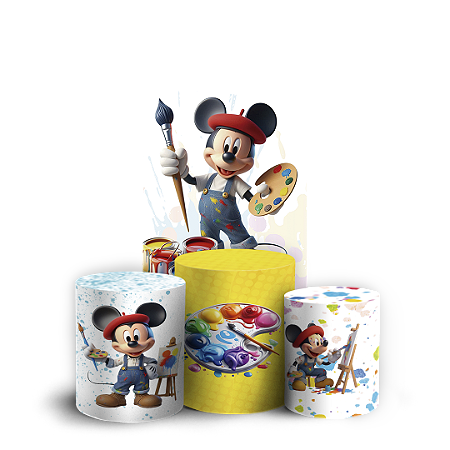 Capas Faixa Lateral e Trio Cilindro Sublimado Vest Facil - Mickey Pintor