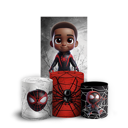 Capas Faixa Lateral e Trio Cilindro Sublimado Vest Facil - Homem Aranha Miles Morales