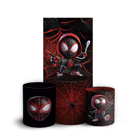 Capas Faixa Lateral e Trio Cilindro Sublimado Vest Facil - Homem Aranha Miles Morales