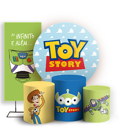 Capas Painel Redondo Trio Cilindro e Faixa Lateral Sublimado - Toy Story