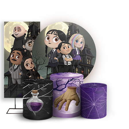 Capas Painel Redondo Trio Cilindro e Faixa Lateral Sublimado - Wandinha