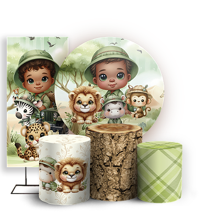 Capas Painel Redondo Trio Cilindro e Faixa Lateral Sublimado - Safari