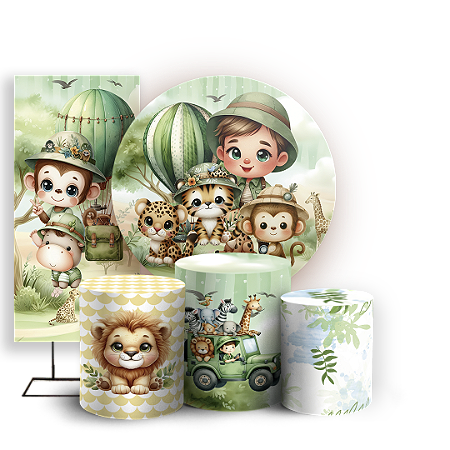 Capas Painel Redondo Trio Cilindro e Faixa Lateral Sublimado - Safari