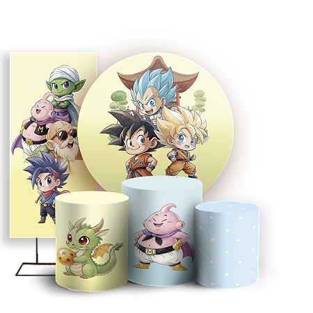 Capas Painel Redondo Trio Cilindro e Faixa Lateral Sublimado - Dragon Ball