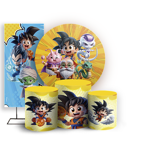 Capas Painel Redondo Trio Cilindro e Faixa Lateral Sublimado - Dragon Ball