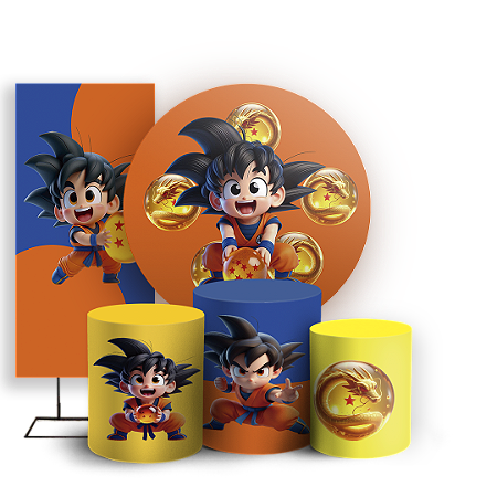 Capas Painel Redondo Trio Cilindro e Faixa Lateral Sublimado - Dragon Ball