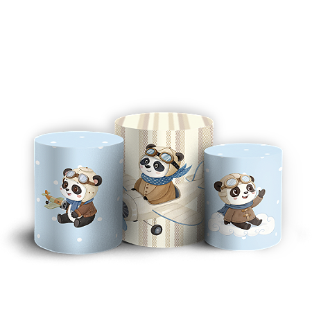 Capas Trio Cilindro Sublimado Vest Facil - Ursinho Aviador