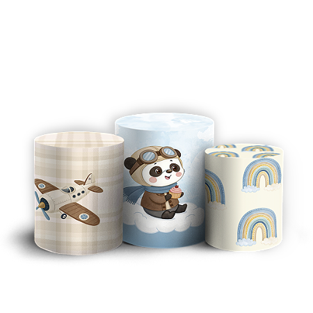 Capas Trio Cilindro Sublimado Vest Facil - Ursinho Aviador