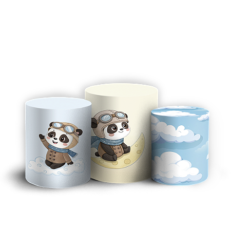 Capas Trio Cilindro Sublimado Vest Facil - Ursinho Aviador