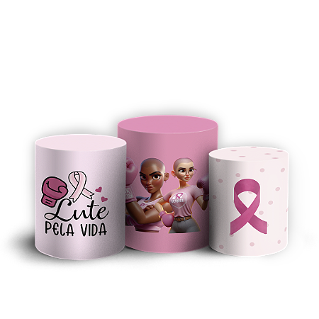 Capas Trio Cilindro Sublimado Vest Facil - Outubro Rosa