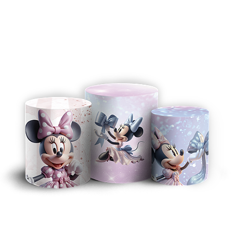 Capas Trio Cilindro Sublimado Vest Facil - Minnie Rosa