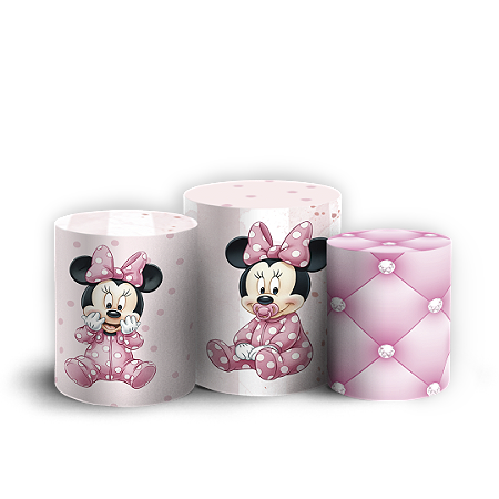 Capas Trio Cilindro Sublimado Vest Facil - Minnie Baby Rosa