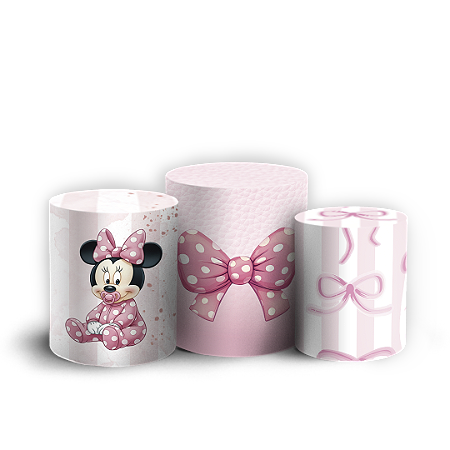 Capas Trio Cilindro Sublimado Vest Facil - Minnie Baby Rosa