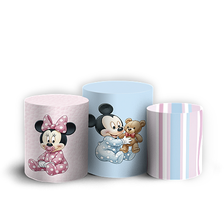 Capas Trio Cilindro Sublimado Vest Facil - Mickey E Minnie Baby