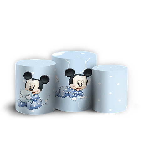 Capas Trio Cilindro Sublimado Vest Facil - Mickey Baby Azul