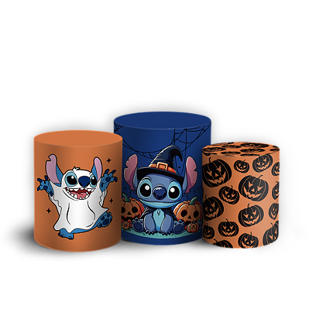Capas Trio Cilindro Sublimado Vest Facil - Stitch Dia das Bruxas Halloween