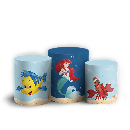 Capas Trio Cilindro Sublimado Vest Facil - Princesa Ariel Pequena Sereia