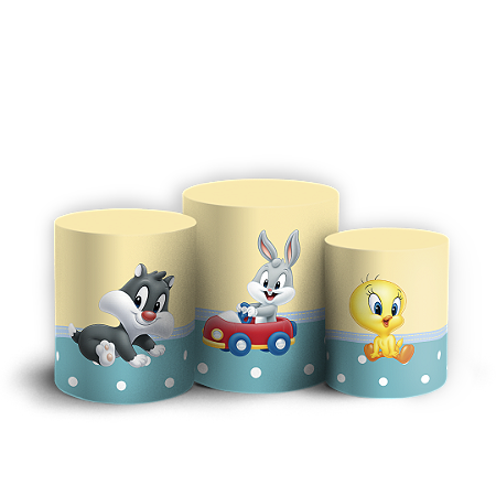 Capas Trio Cilindro Sublimado Vest Facil - Baby Looney Tunes