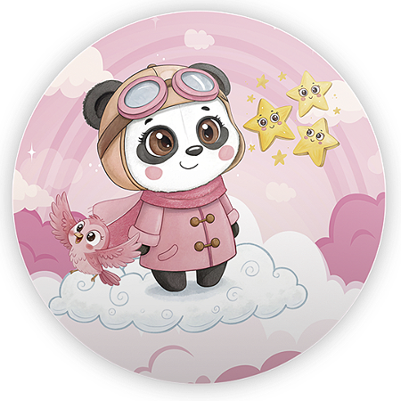 Capa Painel Redondo Sublimado - Ursinho Aviador