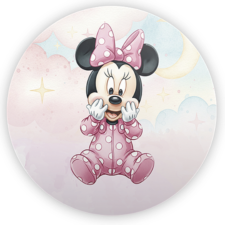 Capa Painel Redondo Sublimado - Minnie Baby Rosa