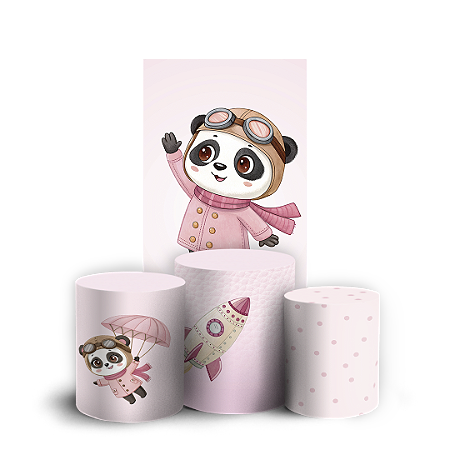 Capas Faixa Lateral e Trio Cilindro Sublimado Vest Facil - Ursinho Aviador