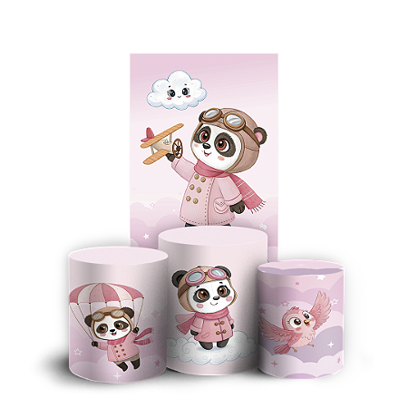 Capas Faixa Lateral e Trio Cilindro Sublimado Vest Facil - Ursinho Aviador