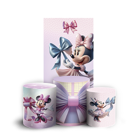 Capas Faixa Lateral e Trio Cilindro Sublimado Vest Facil - Minnie Rosa